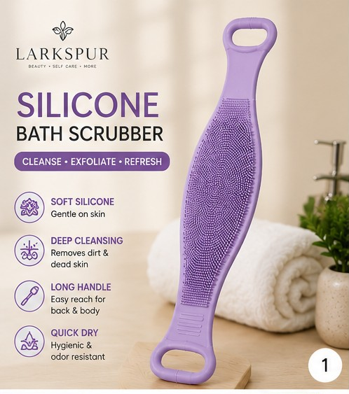 Larkspur: Silicone Bath Scrubber Double Side (Pack of 1).