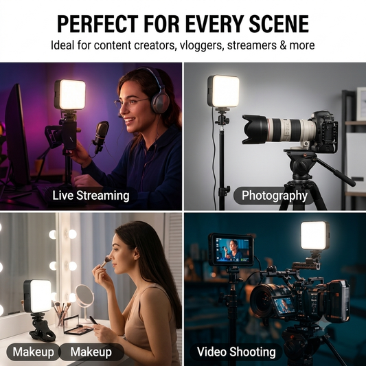 Portable Mini RGB LED Video Light with inbuild Battery & 8-Level Control,Type-C Charging, for Photography & Videoshoots